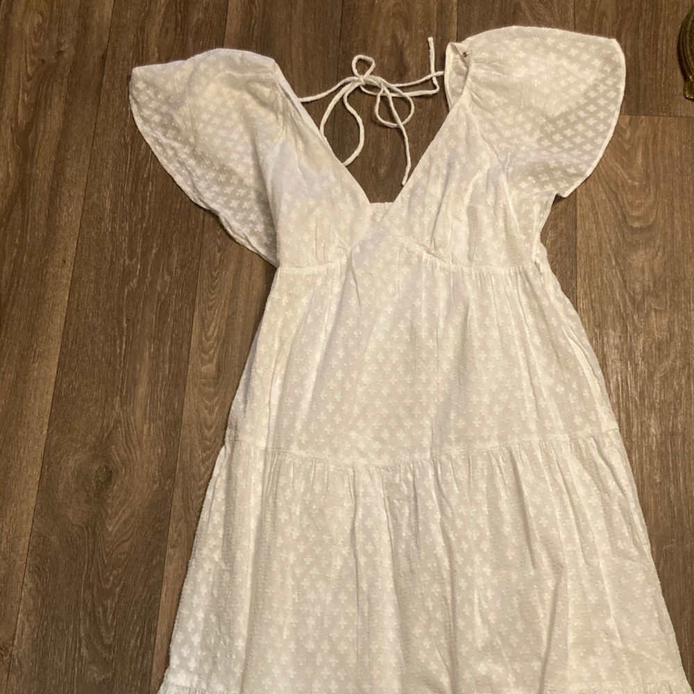 Madewell White Cotton Flutter Sleeve Tiered Sundress Size 10